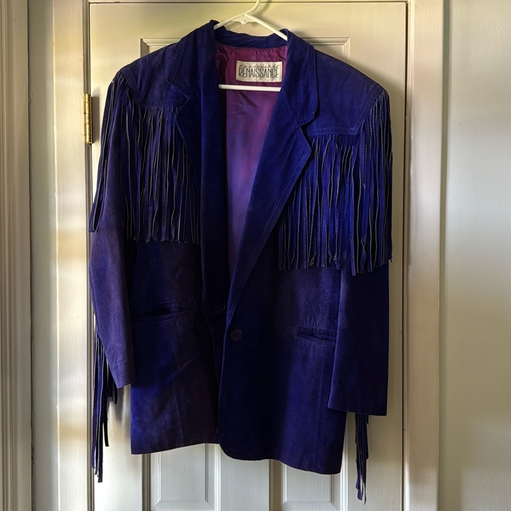 Vintage Purple Fringe Blazer with Western Flair